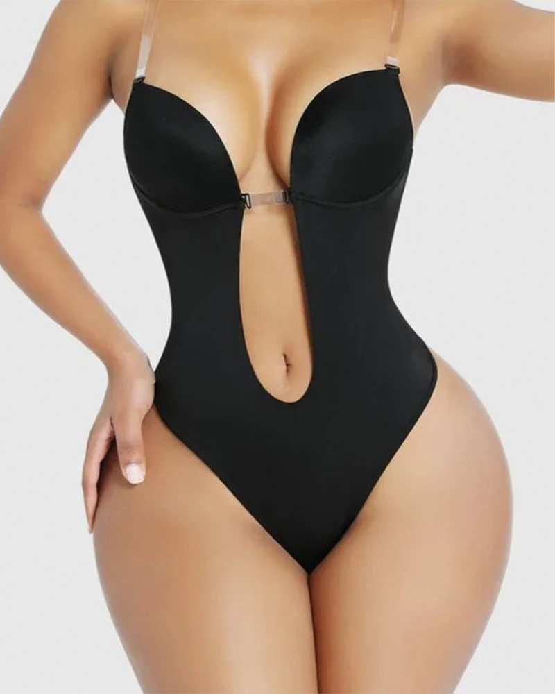 Strapless U Plunge Thong Bodysuit