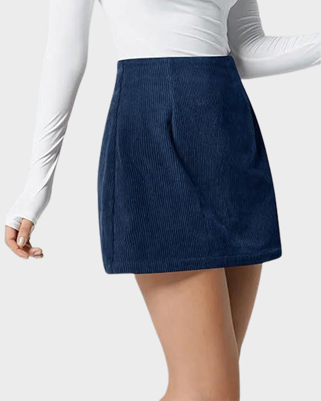 2-in-1 High Waisted Corduroy A-Line Skirt