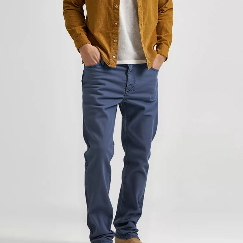 👖Men’s Casual Slim-Fit Solid Color Pants+Belt