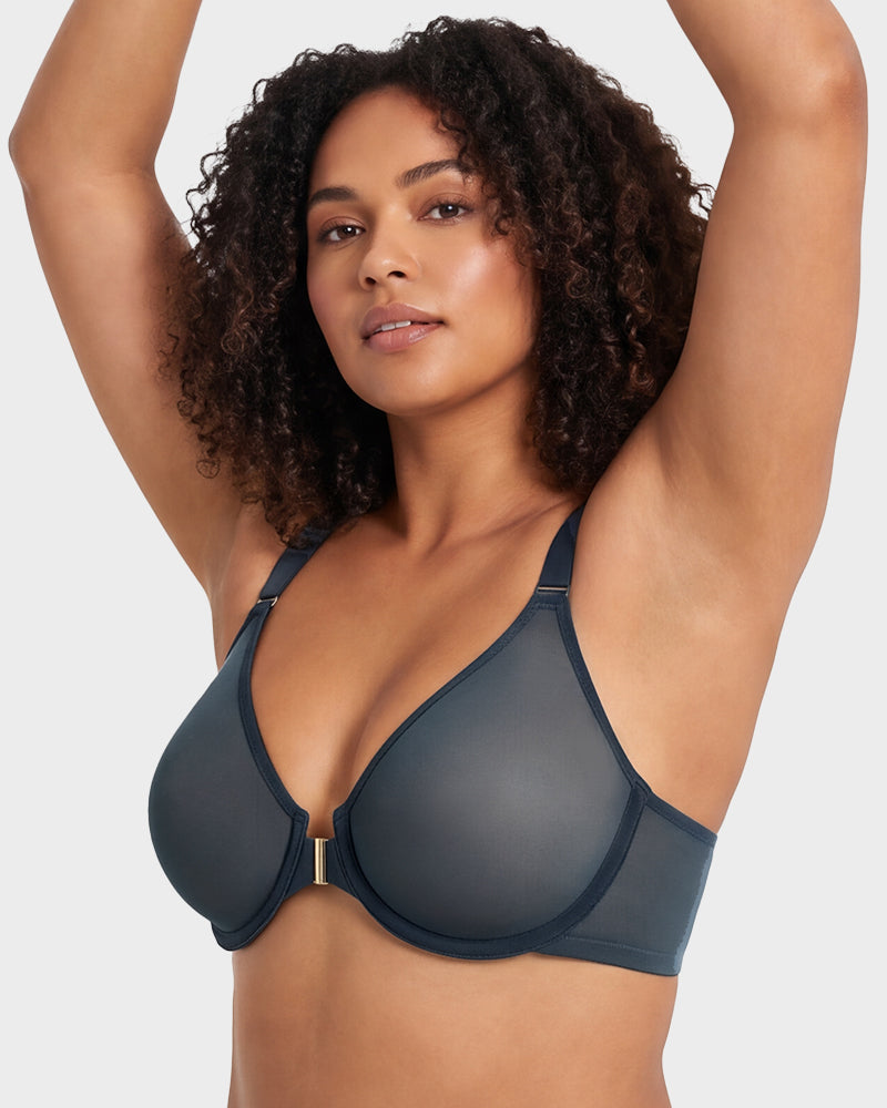 Front Closure Mesh Support Bra
