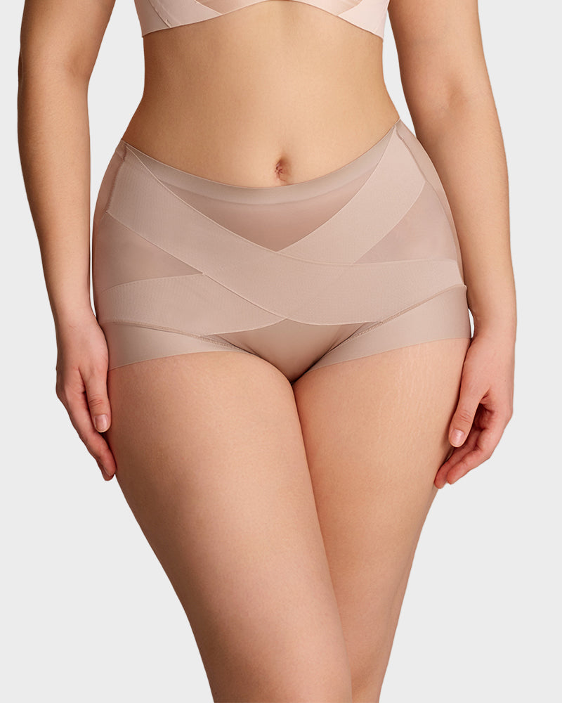 High-Waist Cross Compression Shaping Panties （6 Pack）
