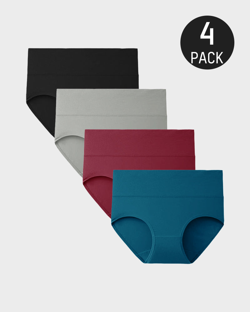 High-Waisted Full Coverage Cotton Briefs(4 pack)