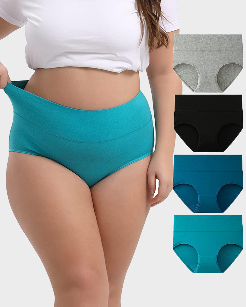 High-Waisted Full Coverage Cotton Briefs(4 pack)