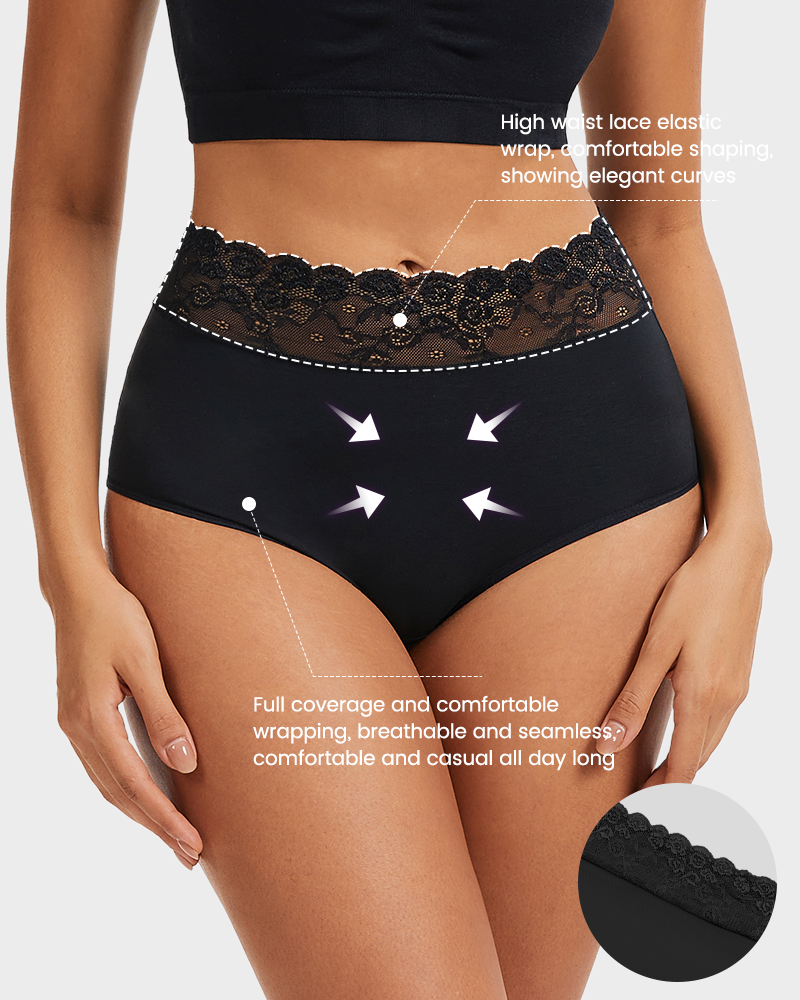 Lace Trim Cotton Hipster Panties (5 Pack)