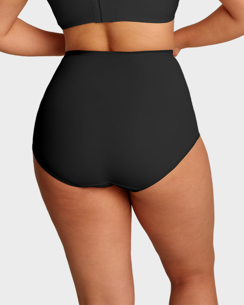 Plus-Size High-Waist Cross Tummy Control Panties (5 Pack)