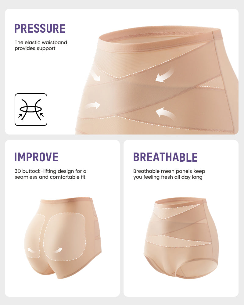 Plus-Size High-Waist Cross Tummy Control Panties (5 Pack)