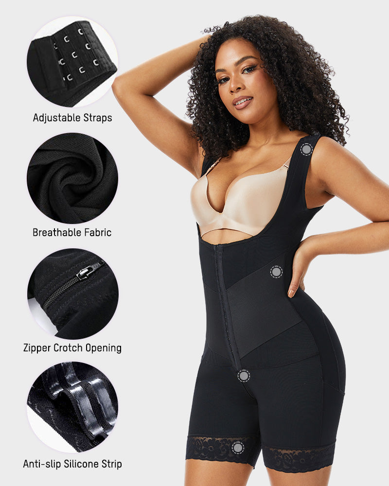 PowerMesh Double-Layer Open Bust Full Body Shaper