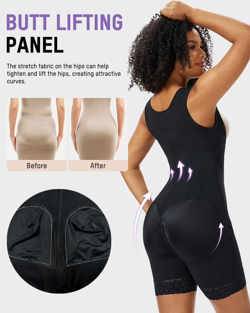 PowerMesh Double-Layer Open Bust Full Body Shaper