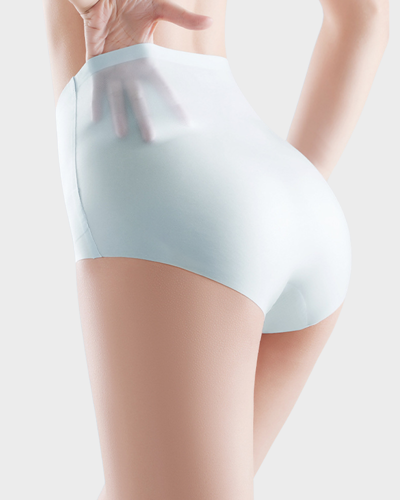 Seamless Ice-Silk High-Waist Tummy Control Panties (4 Pack)