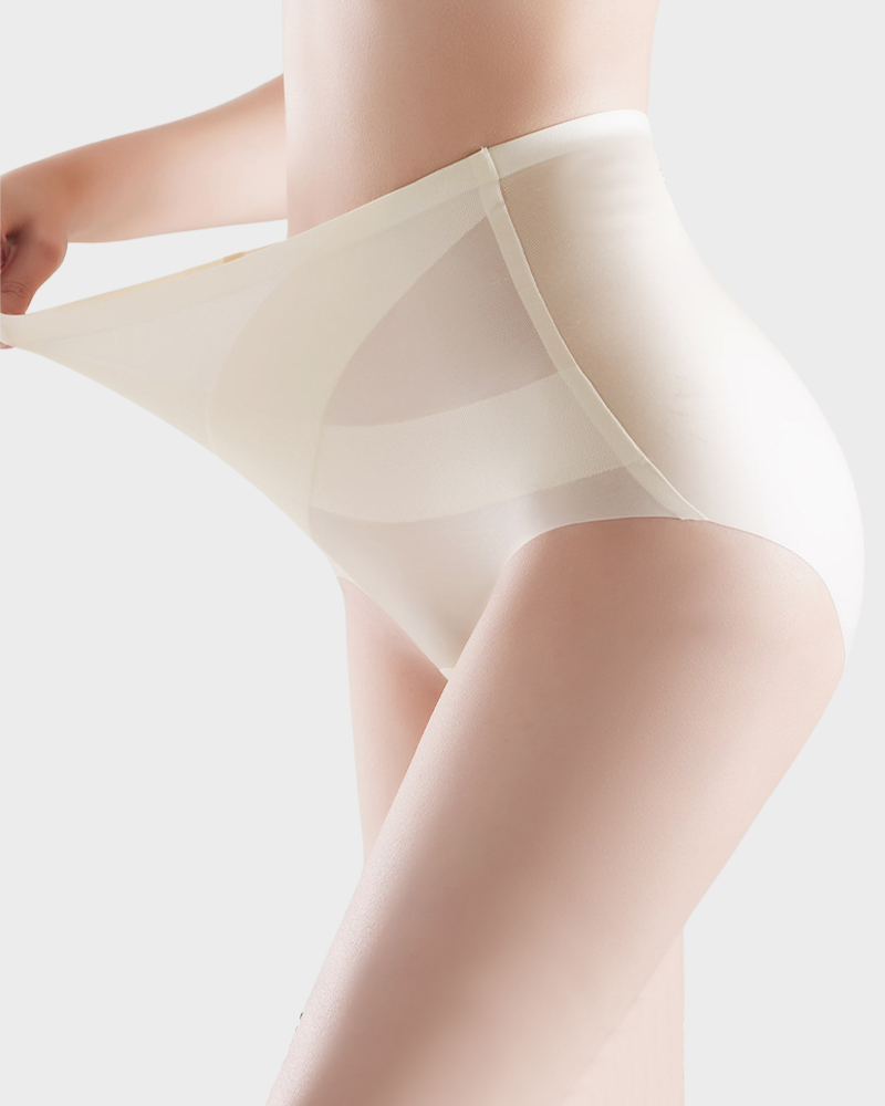 Seamless Ice-Silk High-Waist Tummy Control Panties (4 Pack)