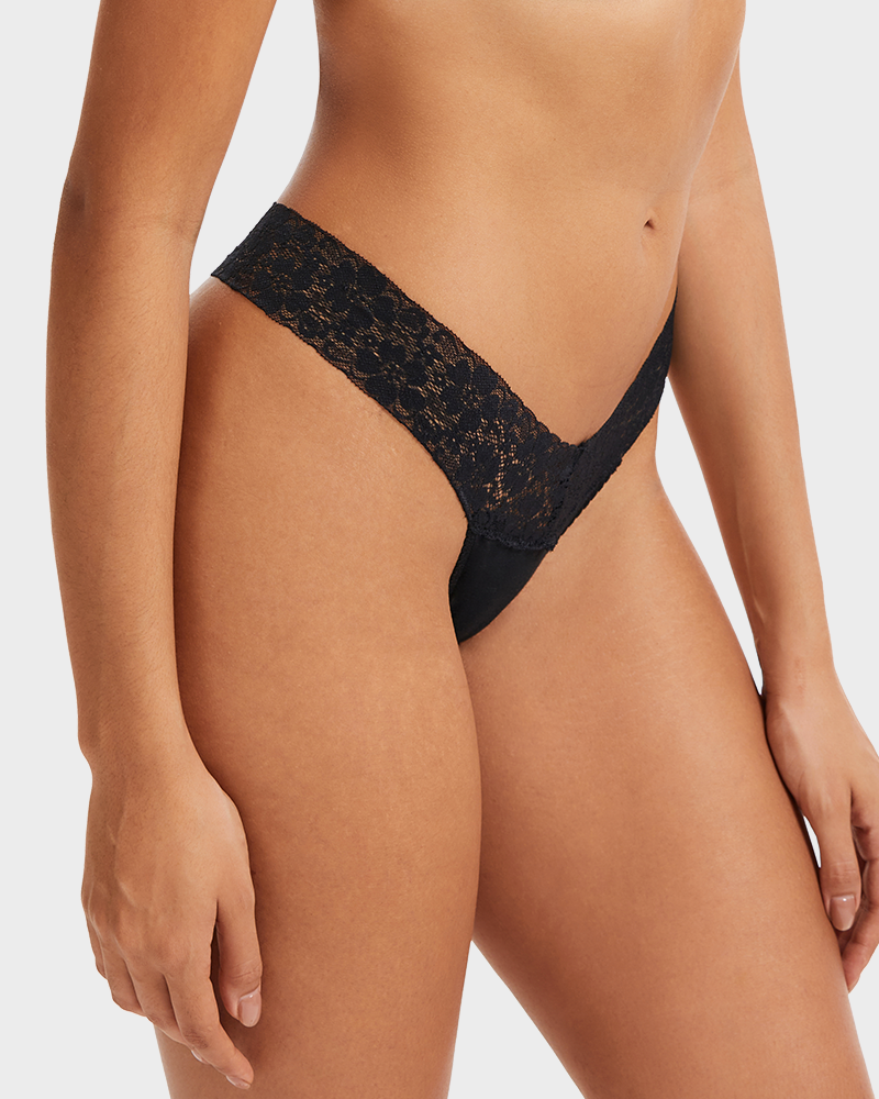 Seamless Low-Rise Lace Thong Panties (3 Pack)