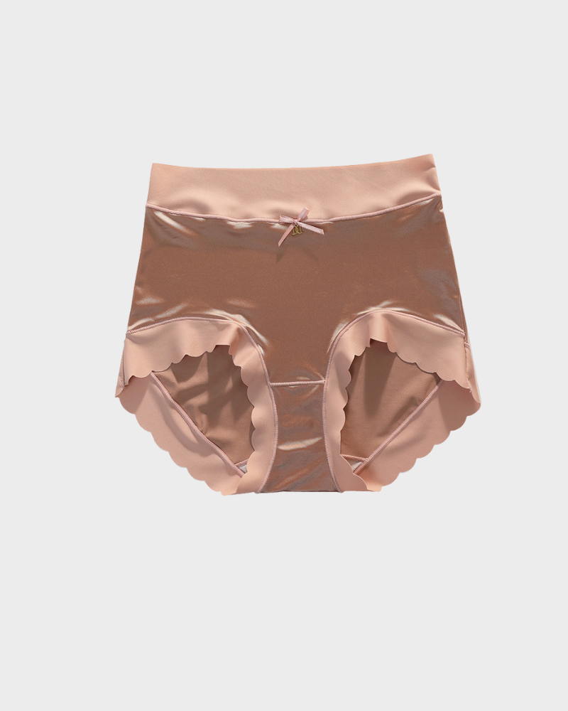 Silky High-Waist Seamless Briefs With Scalloped Edges (6 pack)
