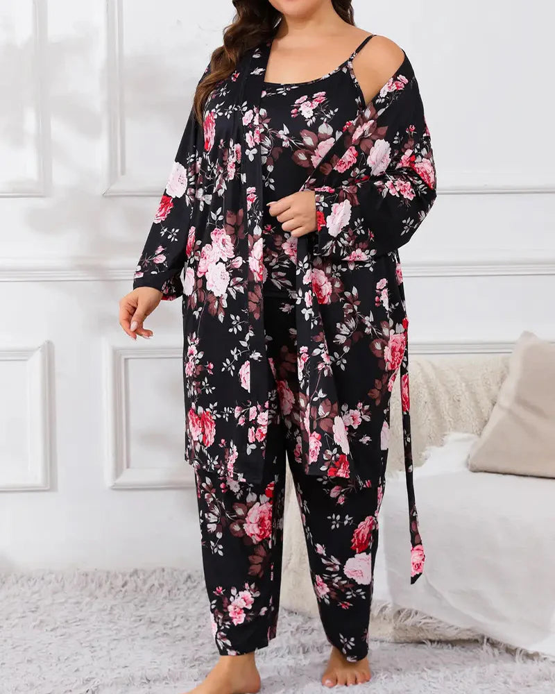 Soft & Silky 3-Piece Floral Pajama Set