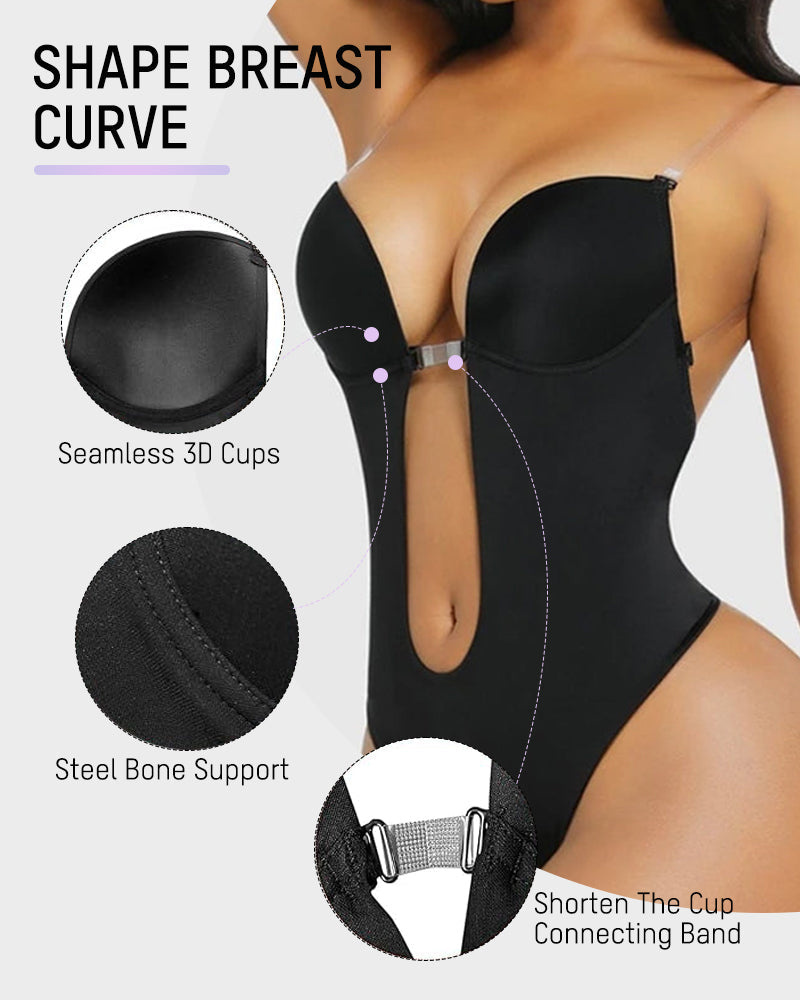 Strapless U Plunge Thong Bodysuit