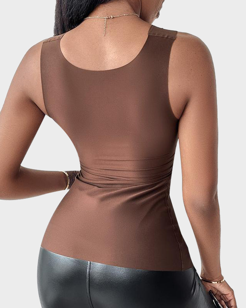 U-Neck Built-In Bra Shaping Tank Top