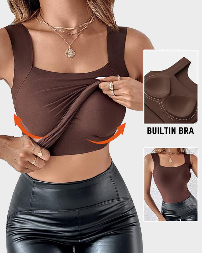 U-Neck Built-In Bra Shaping Tank Top