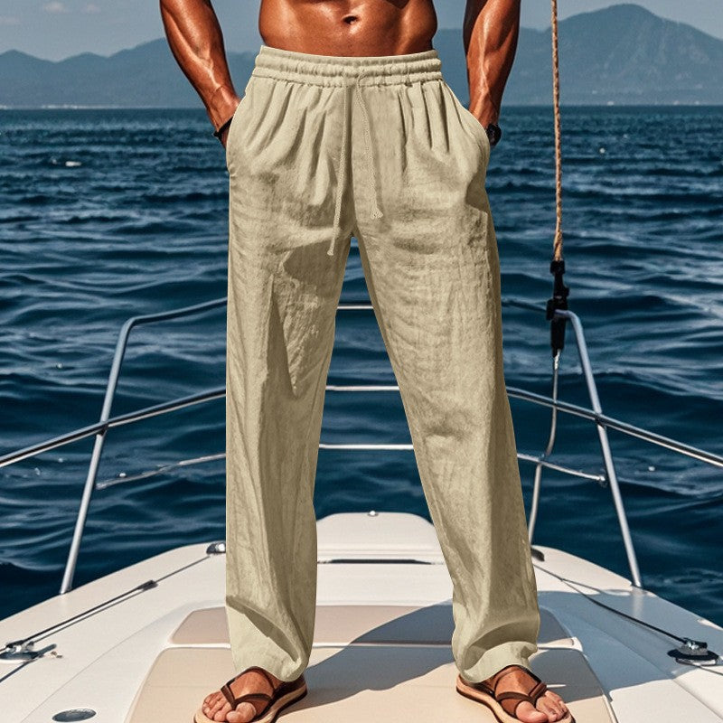 Men's Trendy Linen Loose Fit Pants with Pockets